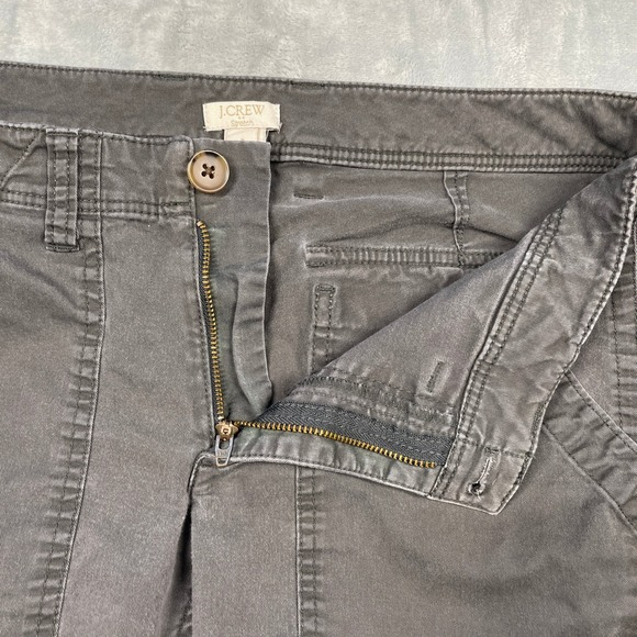 J CREW Womens Gray Stretch Flat Front Straight Leg Utility Pants Pockets Size 4 - Picture 4 of 12